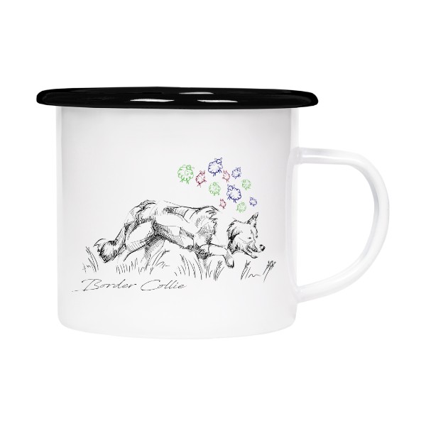 Plecháček - smaltový lem s potiskem Border Collie