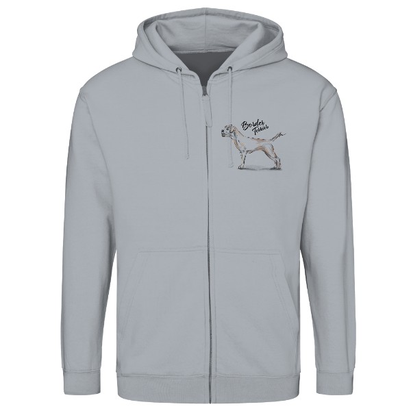 Mikina na zip unisex s potiskem Border Terrier