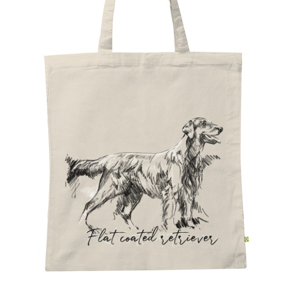 BIO plátěná taška s potiskem Flat coated retriever