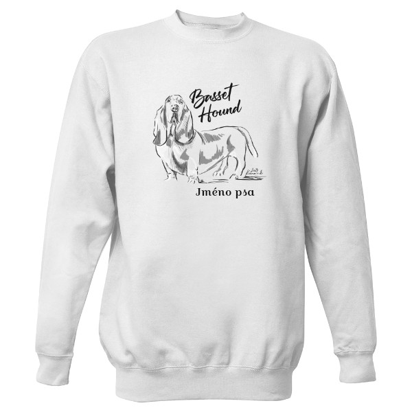 Mikina bez kapuce Unisex s potiskem Basset Hound