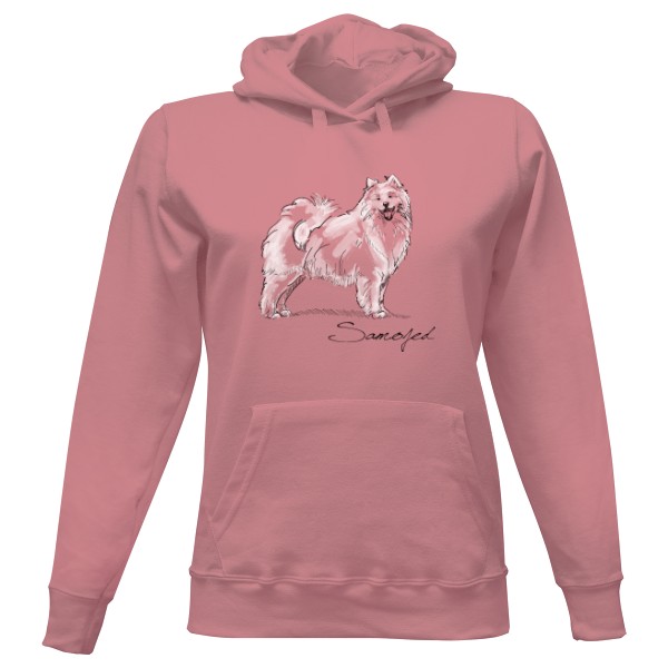 Dámská mikina s kapucí s potiskem Samojed