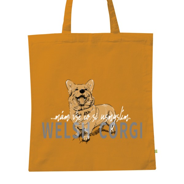 BIO plátěná taška s potiskem Welsh Corgi