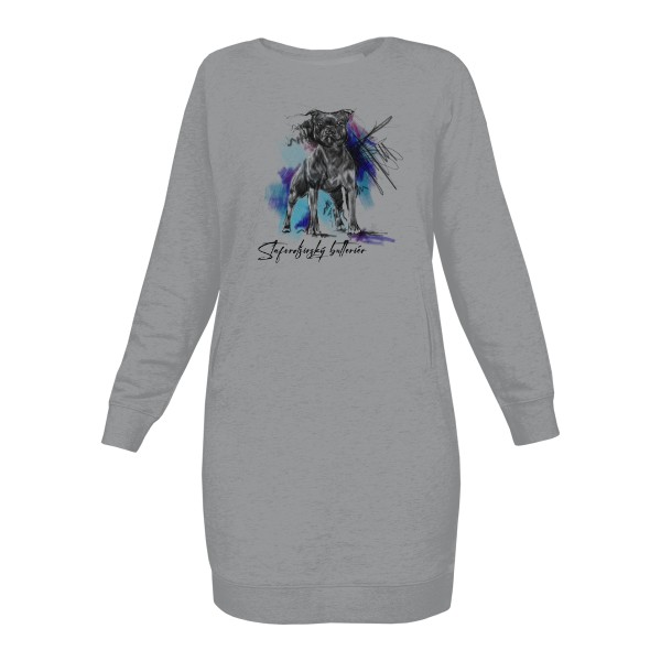 Mikinové šaty Organic s potiskem Stafordširský bulteriér