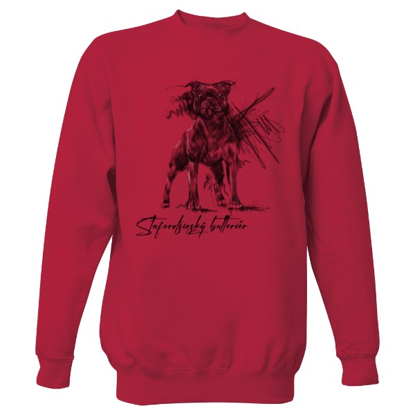 Mikina bez kapuce Unisex s potiskem Stafordširský bulteriér