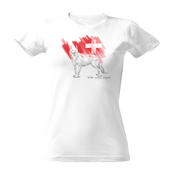 Tričko s potiskem White swiss shepherd