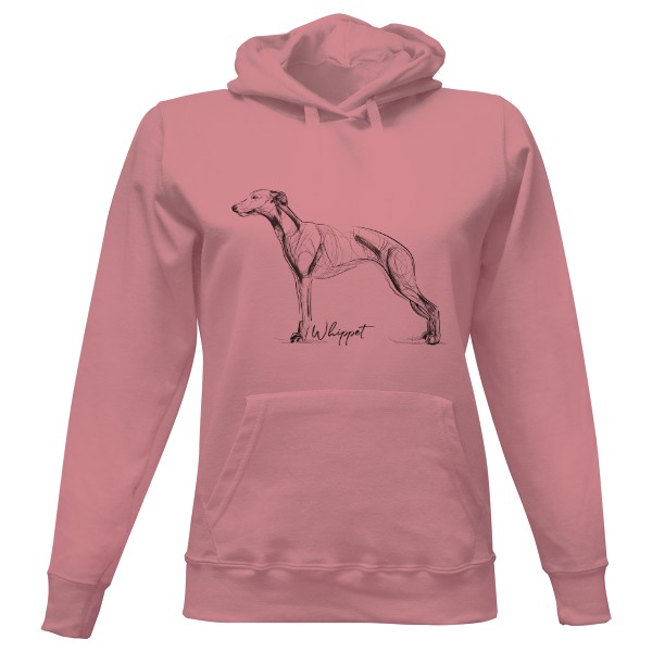 Dámská mikina s kapucí s potiskem Whippet